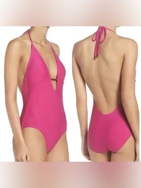 Ted Baker Fuchsia Pink Nesira Cutout One Piece Swimsuit Size S